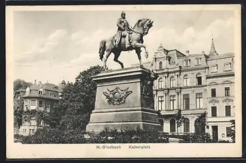 AK M.-Gladbach, Kaiserplatz mit Denkmal