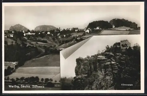 AK Weissig /Sächs. Schweiz, Bärenstein, Panorama mit Gebirge