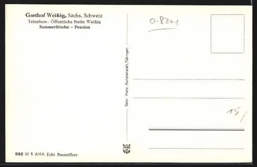 AK Weissig /Sächs. Schweiz, Bärenstein, Panorama mit Gebirge