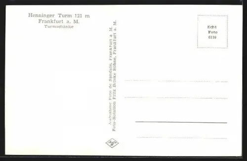 AK Frankfurt a. M., Turmschänke mit Holzschnitt an der Wand