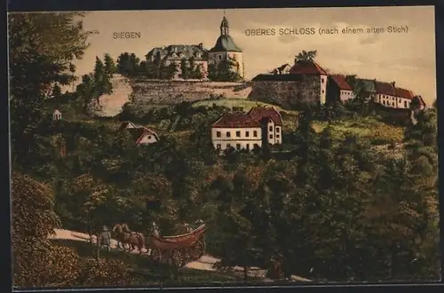 AK Siegen, Oberes Schloss nach einem alten Stich