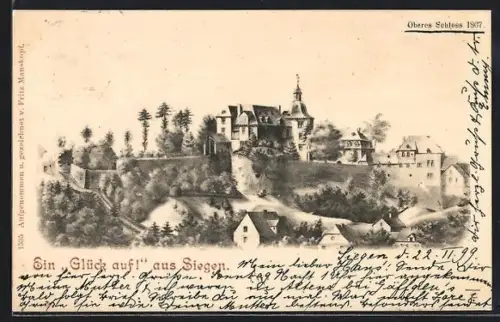 AK Siegen, Oberes Schloss 1867