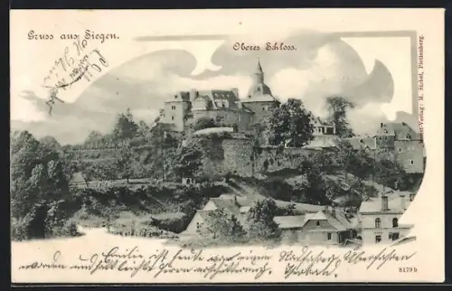 AK Siegen, Oberes Schloss mit umgebenden Gebäuden