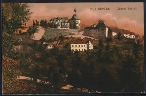 AK Alt Siegen, Oberes Schloss während der Dämmerung