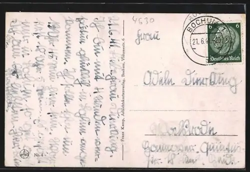 AK Bochum, Frontalansicht des Stadttheaters