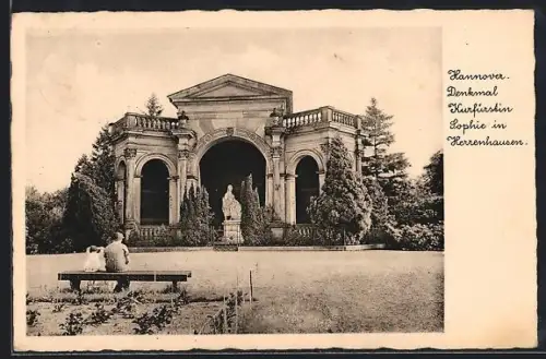 AK Hannover, Denkmal für die Kurfürstin Sophie in Herrenhausen