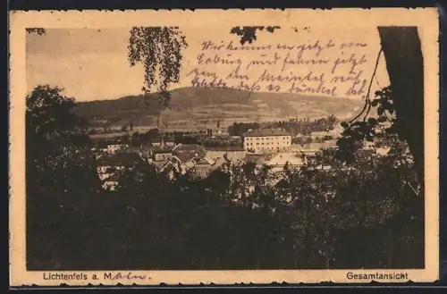 AK Lichtenfels a. M., Gesamtansicht aus dem Wald heraus