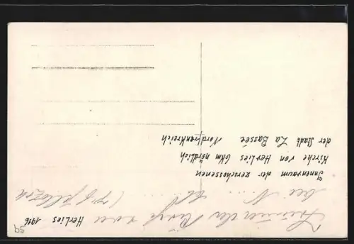 AK Herlies, Zerstörte Kirche mit Soldaten