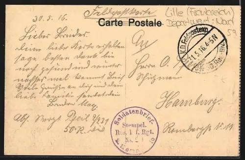 AK La Bassée, Route de Lens