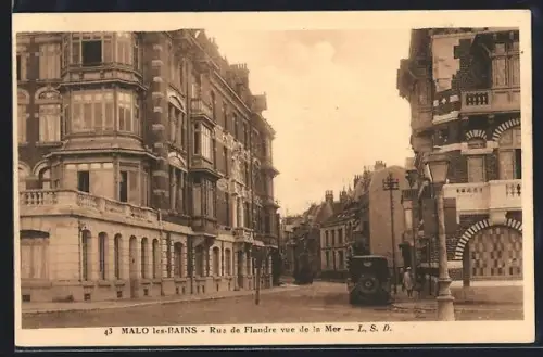 AK Malo-les-Bains, Rue de Flandre vue de la Mer