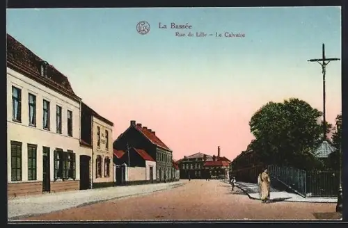 AK La Bassée, Rue de Lille, Le Calvaire