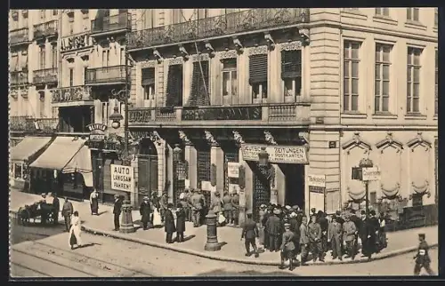 AK Lille, Neueste Kriegsnachrichten in der Rue Nationale