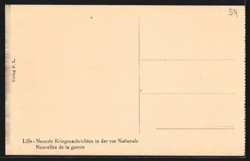 AK Lille, Neueste Kriegsnachrichten in der Rue Nationale
