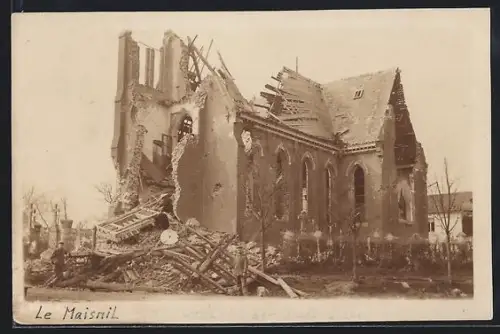 AK Le Maisnil, Zerstörte Kirche