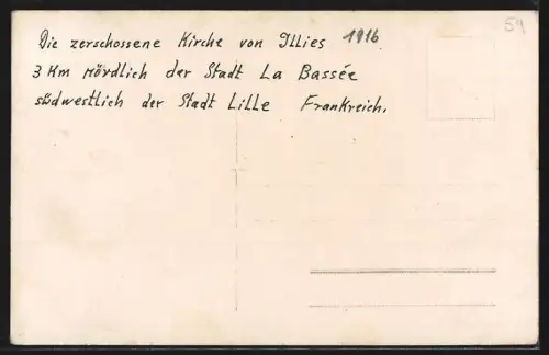 AK Illies, Zerstörte Kirche