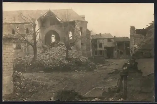 AK Saint-Souplet, Zerstörte Ortspartie
