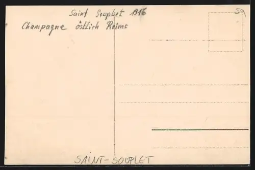 AK Saint-Souplet, Zerstörte Ortspartie