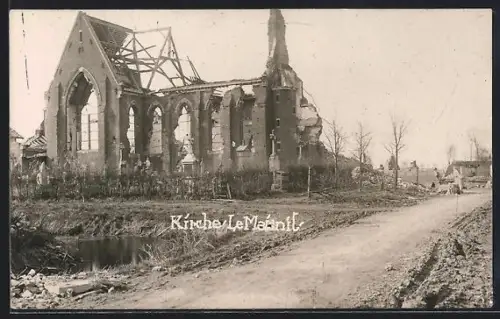 AK Le Maisnil, Zerstörte Kirche