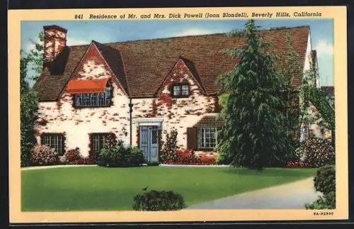 AK Beverly Hills, CA, Residence of Mr. and Mrs. Dick Powell