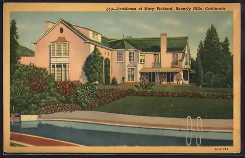 AK Beverly Hills, CA, Residence of Mary Pickford