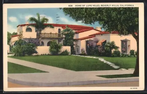 AK Beverly Hills, CA, Home of Lupe Velez