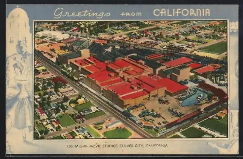 AK Culver City, CA, MGM Movie Studios, Air View