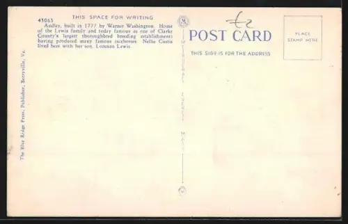 AK Berryville, CA, Audley, Home of Nelly Custis
