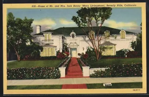 AK Beverly Hills, CA, Home of Mr. and Mrs. Jack Benny