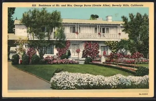 AK Beverly Hills, CA, Residence of Mr. and Mrs. George Burns