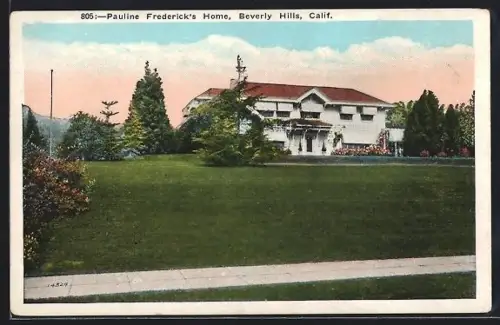 AK Beverly Hills, CA, Pauline Frederick`s Home