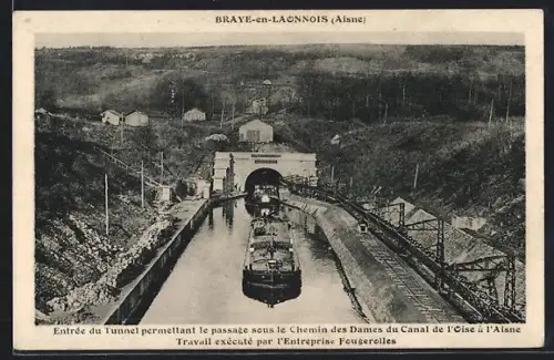 AK Braye-en-Laonnois /Aisne, Entrée du tunnel sous le Chemin des Dames du Canal de l`Oise à l`Aisne