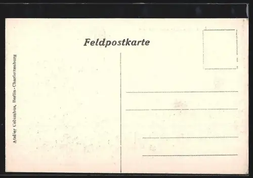 AK Laon, Caserne d`infanterie avec soldats et chevaux à l`entrée