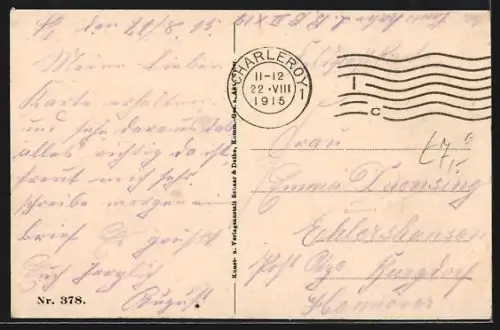 AK Montcornet, Rue Kaiser-Wilhelm avec l`Hôtel St. Eloi et passants