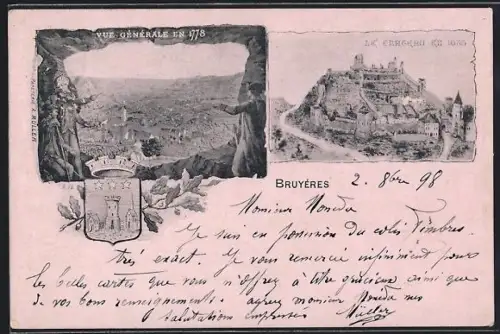 AK Bruyéres, Vue générale en 1778 et Le Chateau en 1635