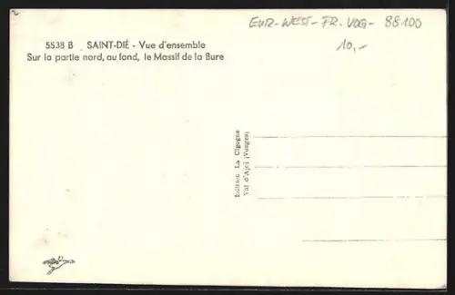AK Saint-Dié, Vue d`ensemble sur la partie nord, au fond, le Massif de la Bure