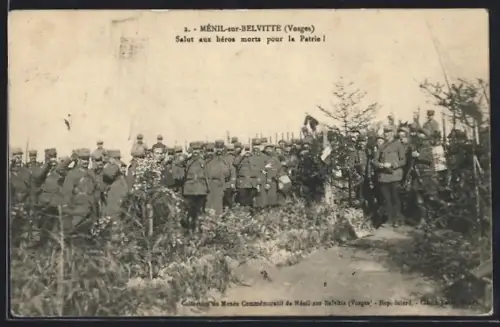 AK Menil-sur-Belvitte, Salut aux héros morts pour la Patrie