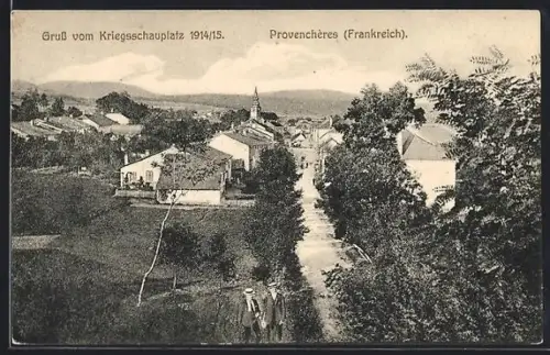 AK Provencheres, Strassenansicht mit der Kirche