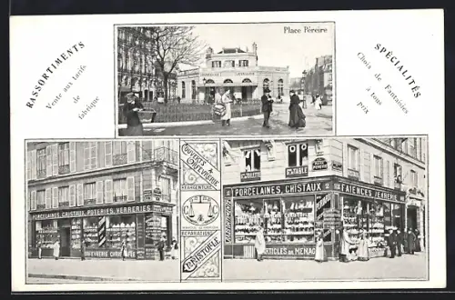 AK Paris, Porcelaines, Cristauy, Faiences, Place Péreire, Choix de Fantaisies