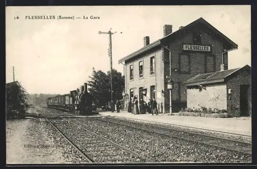AK Flesselles /Somme, La Gare