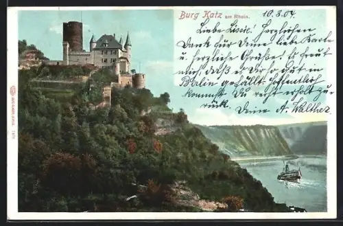 AK Burg Katz am Rhein, Panorama
