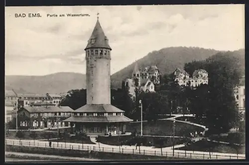 AK Bad Ems, Partie am Wasserturm