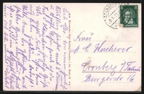 AK Rochsburg, Partie an der Hängebrücke