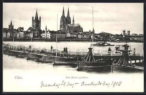 AK Cöln, Blick auf die Stadt mit Dom von Deutz aus gesehen