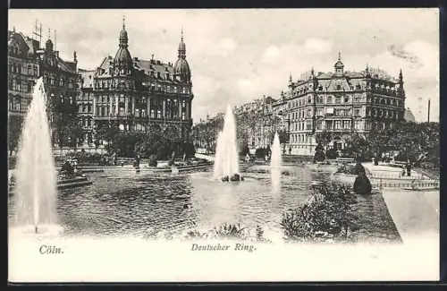 AK Köln-Neustadt, Deutscher Ring mit Fontänen