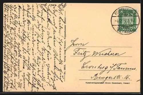 AK Poppenhausen /Rhön, Blick auf die Steinwand, Im Vordergrund weidende Kuhherde