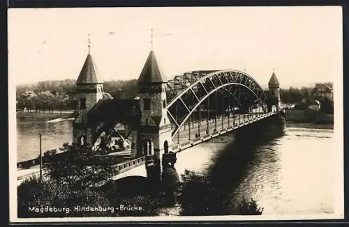 AK Magdeburg, Ansicht der Hindenburg-Brücke