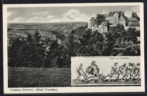 AK Freyburg /Unstrut, Schloss Neuenburg, Szene aus der Sage vom Edelacker