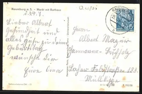 AK Naumburg /Saale, Markt mit Rathaus