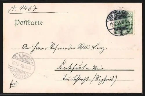 AK Wiesbaden, Familie vor Station der Nerobergbahn