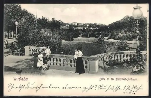 AK Wiesbaden, Blick auf die Nerothal-Anlagen